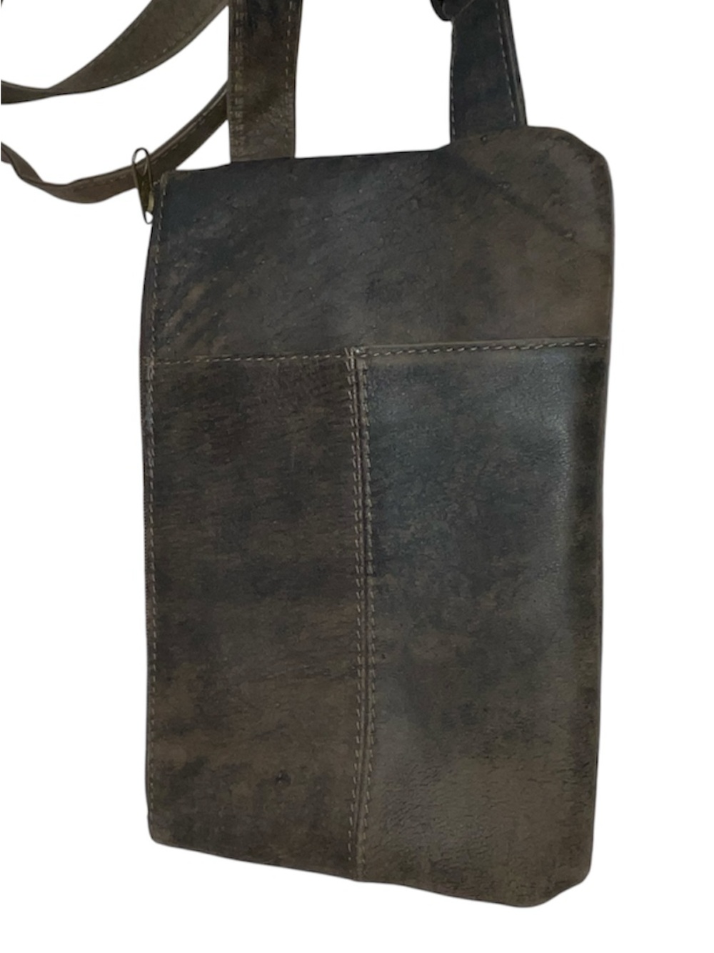 Hobo Slim Crossbody Leather Bag in Dark Brown Side Zipper - Picture 3 of 5